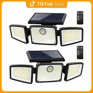 2 Packs 3 Modes Yard Must-Have Solar Security Lights, 2500LM 3-Head Adjustable Spotlight, 210LED Heavy Duty Rainproof Exterior Wall Lamp for Patio Entryway Outdoor Layout