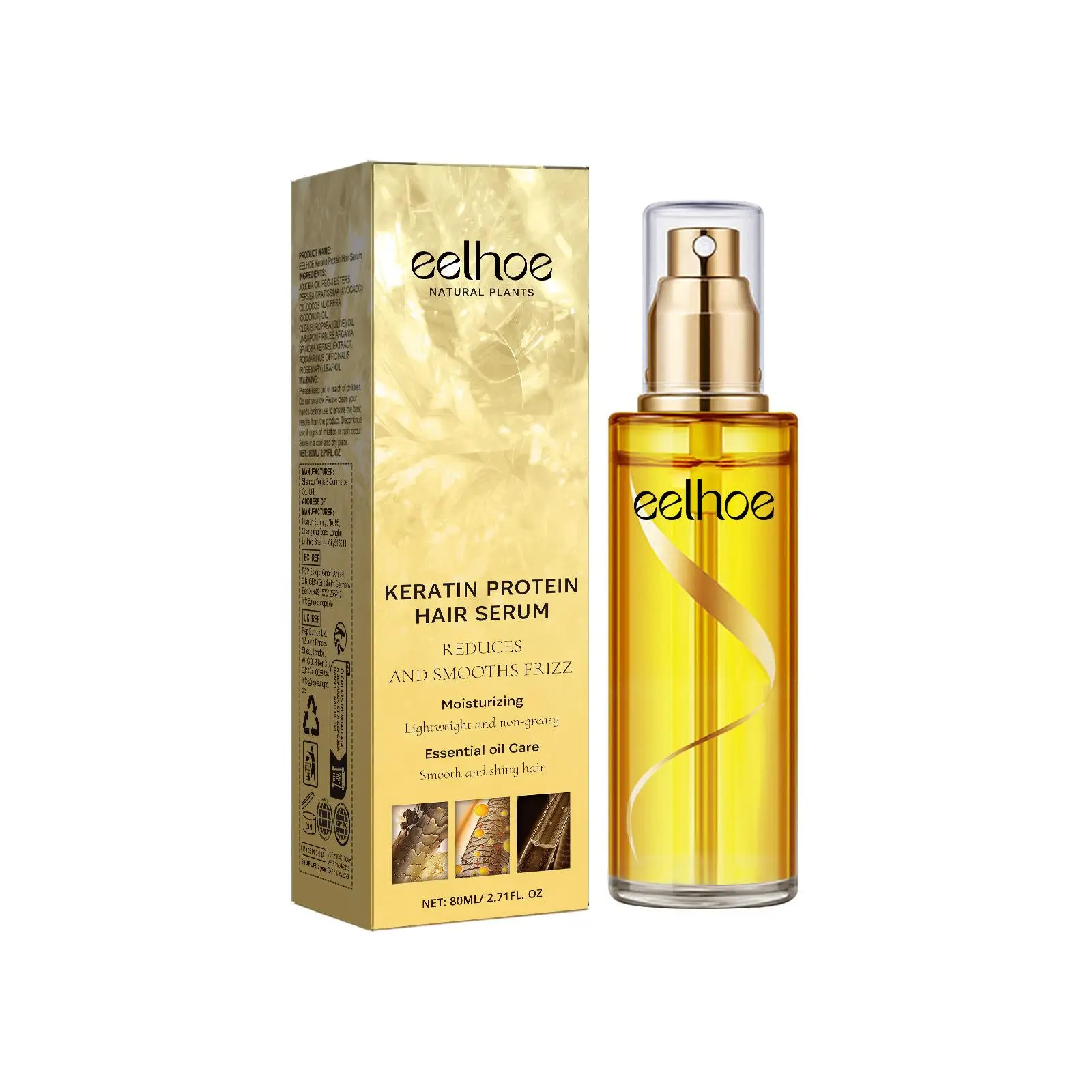 Keratin Hair Serum Spray 80ml, Hydrating Haircare Liquid, Moisturizing Hair Care Serum, Hair Care & Styling Product for Dry, Damaged & Frizz Hair, Hair Care Product for Women & Men.