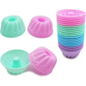 24Pack Silicone Baking Cups, Pumpkin Silicone Baking Cake Molds, Nonstick Cupcake Liners, Fancy Dessert Tray - Jelly and Muffin Cups Kitchen Supplies (12 small cups+12 large cups)- Home Improvement