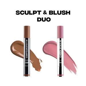 sacheu Sculpt & Blush Duo: Contour & Cheek STAY-N Duo, All-day Wear, Buildable Pigment, Precise Applicator