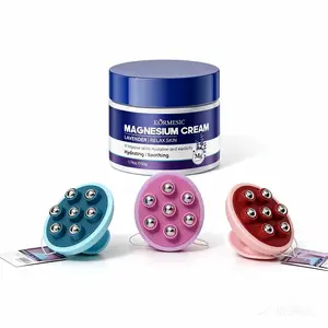 KORMESIC Magnesium Cream with Lavender & FREE 7-Point Ball Massager Set - Muscle Pain Relief, Relaxation Cream for Neck, Shoulder, Back, Leg Cramps, Sleep Support, Soothes Aches with Pure Essential Oil, Non-Greasy Hydrating Lotion, 1.76oz