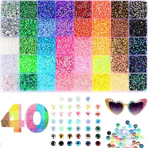 40 Colors Resin Jelly Rhinestones for Bedazzling, 3mm 32000 Pcs Flatback Gems for Crafting, Bedazzling Kit for Clothing Shoes Nail Book Diamond Art
