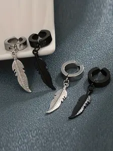 Fashionable Trendy Stainless Steel Earrings, Unisex Daily Party Use, Perfect Gift for Friends, 2pcs Set