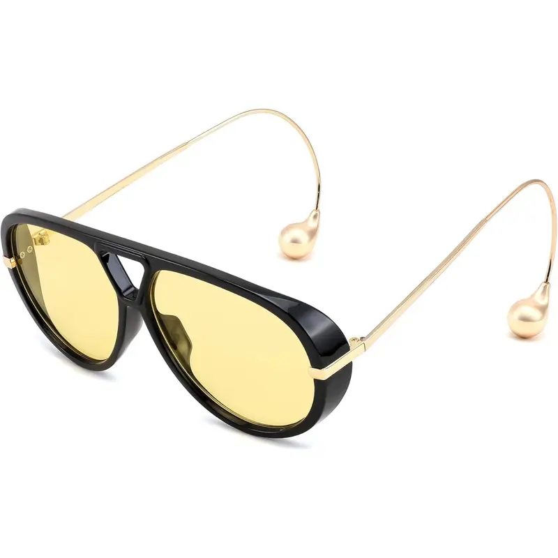 EyeconicFinds Women's Oversized Trendy Aviator Sunglasses - 62mm Large Size Full Rim Frame, Earring Design, Double Bridge, Trendy Styling Sunglasses, Chic Luxury Designer, Unisex Fit, UV400 Eye Shield, Eyewear Fashion, B0296