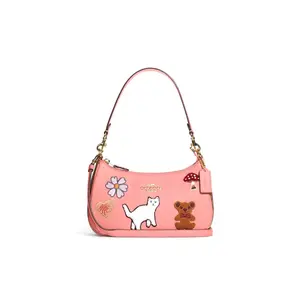 COACH Teri 26 Animal Print Leather Crossbody Shoulder Bag for Women in Pink