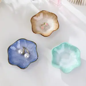 Cute Kiln-Fired Ceramic Jewelry Tray, Desktop Storage Dish Organiser for Various Jewellery and Small Items, Perfect Valentine's Day Gift, Home Decor Organiser