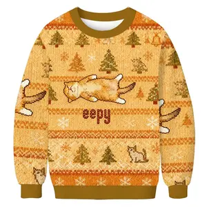 Silly Sleepy Cat Meme Ugly Cardigan Sweater