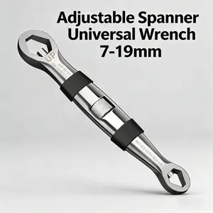 Adjustable Spanner Universal Wrench 7-19mm | CR-V Steel Multi-Size Adjustable Wrench with Comfortable Grip | High Torsion Heavy Duty Hand Tool for Plumbing Automotive Home Repair