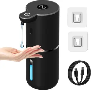 Automatic Liquid Soap Dispenser Touchless, USB Rechargeable Smart Hand Soap Dispenser, 6-Level Adjustable, 12.8oz/380mL Wall Mounted for Bathroom Kitchen Accessories Dish Soap-Black