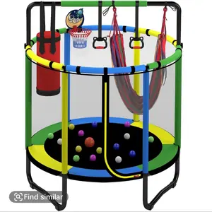 Super Mode Trampoline for Kids 5FT Adjustable Toddler Trampoline Indoor Outdoor Baby Trampoline with Enclosure Net No Gap Safe Design Gifts for Boys & Girls