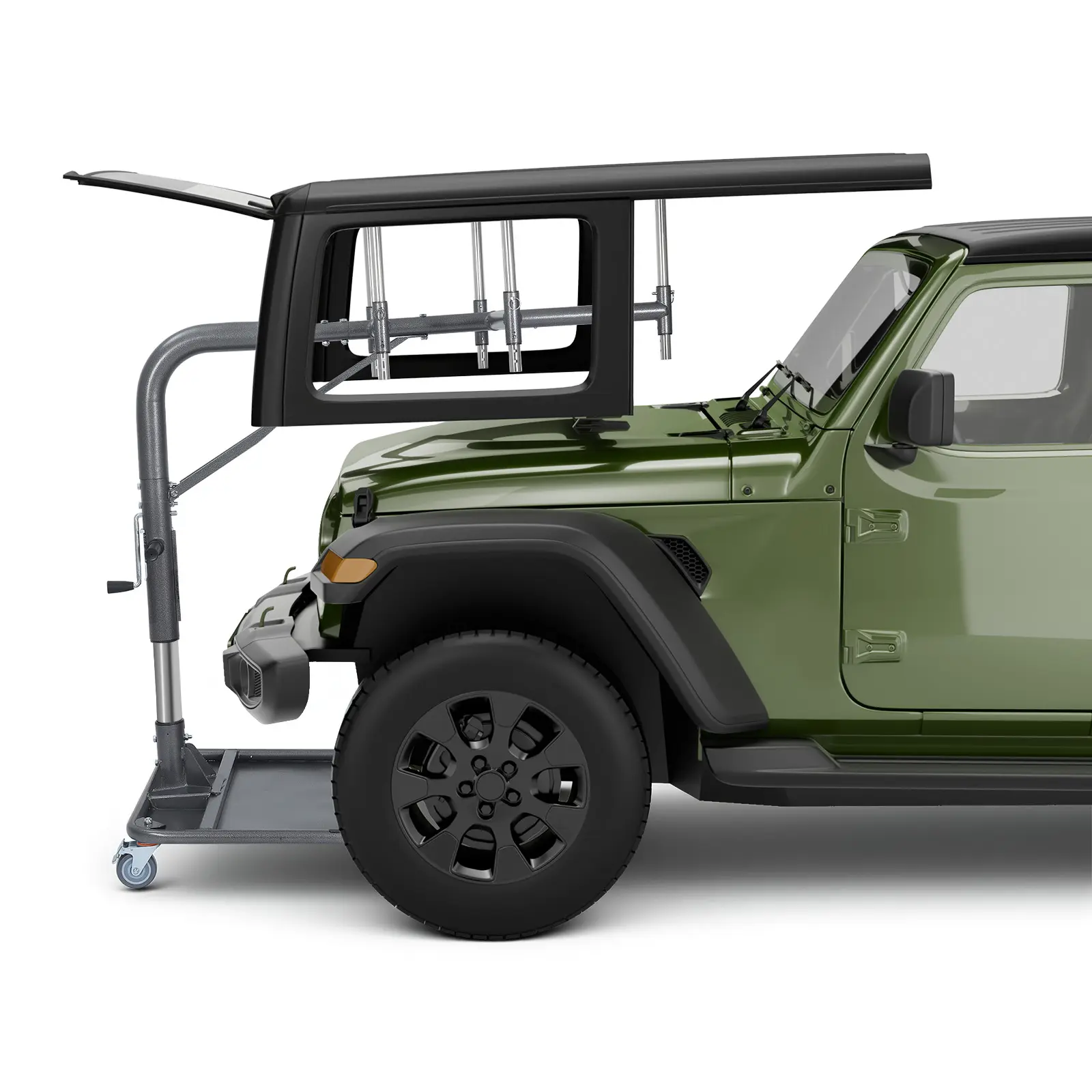 【summerfinds】VEVOR Hard Top Remover Lift, 220 lbs, Jeep Hardtop Removal and Storage System, Quick & Easy One-Person Operation, Adjustable Height, for Jeep Wrangler YJ, TJ, JK, JL, 4XE, Ford Bronco 4 Door & 6 Gen+
