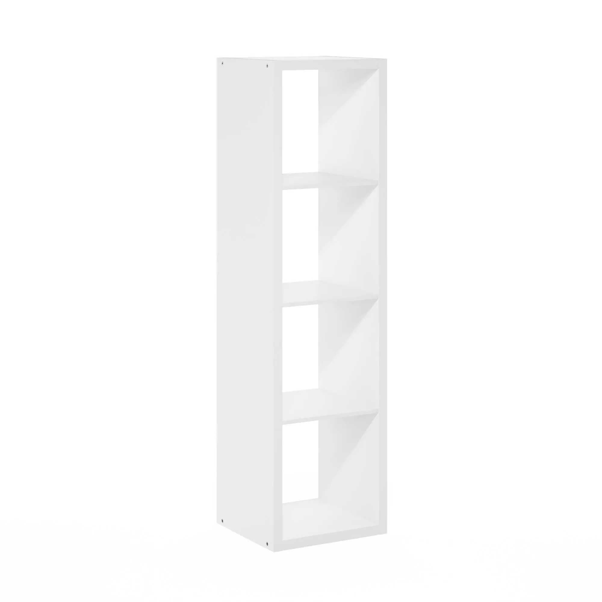 Contemporary Thick-Frame Reversible Cubes Composite Wood Open Back Bookcase, White Vertical Cubicles Shelf (4-Cube) - 14.57(d)x15.87(w)x57.95(h)in, 30 lbs per unit, 55 lbs total, for Living Room, Home Office