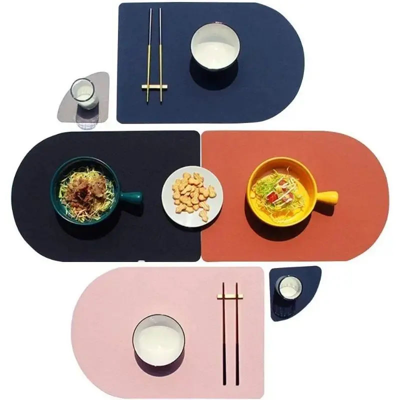 4-piece placemats, washable leather anti-slip, heat-resistant and waterproof placemats and coasters, easy to clean
