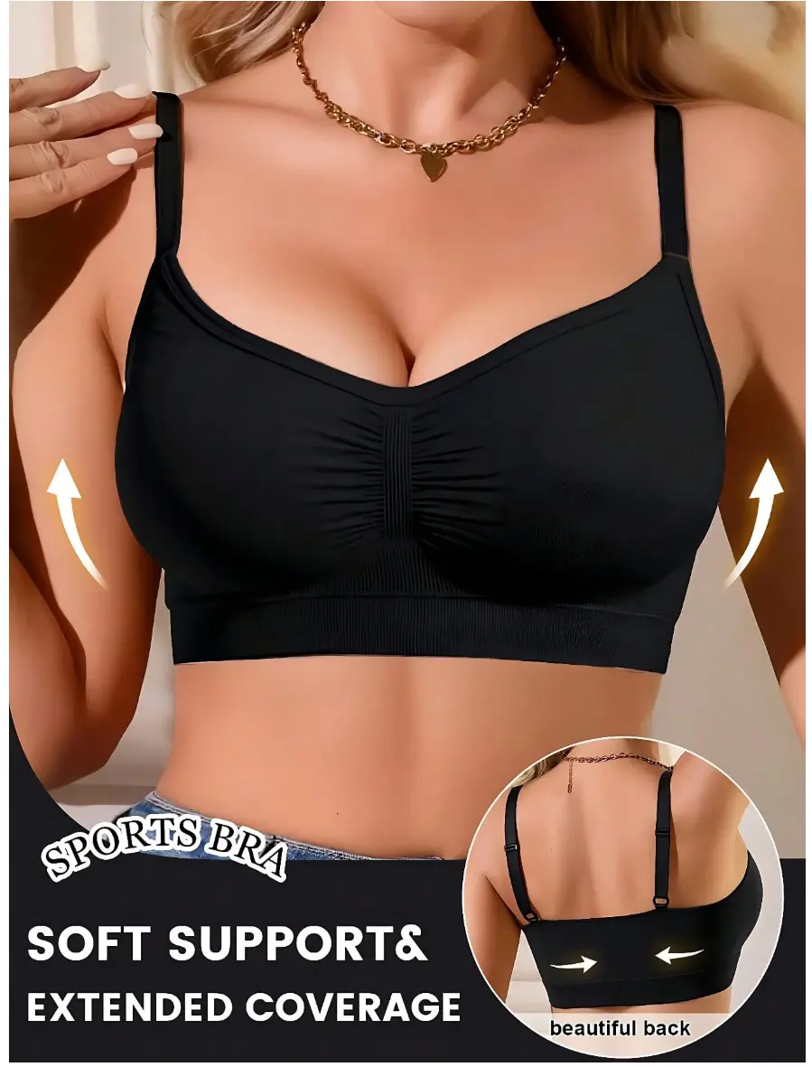 The New Design Features A Soft, Breathable, Full-Coverage, Seamless Bra With Deep Cups For Women With Larger Busts And A Supportive Back Design. Sports bras Fabric Womenswear Everyday Style Womenswear Clothes Bridal Fit