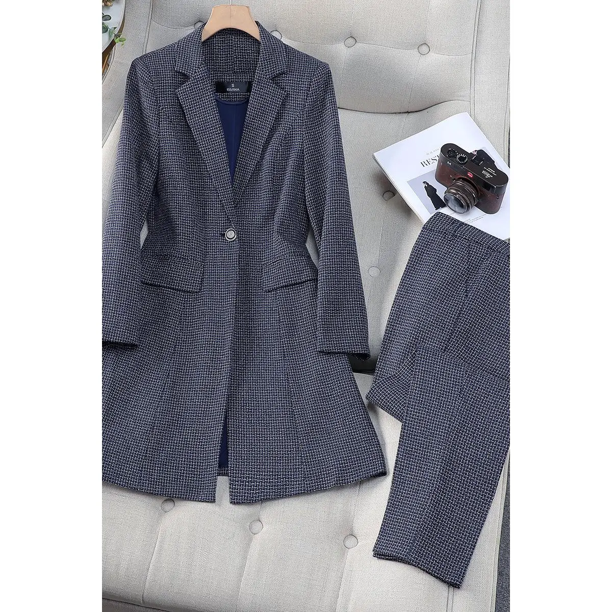 9591 Blue Checkered Windbreaker+Pants Po