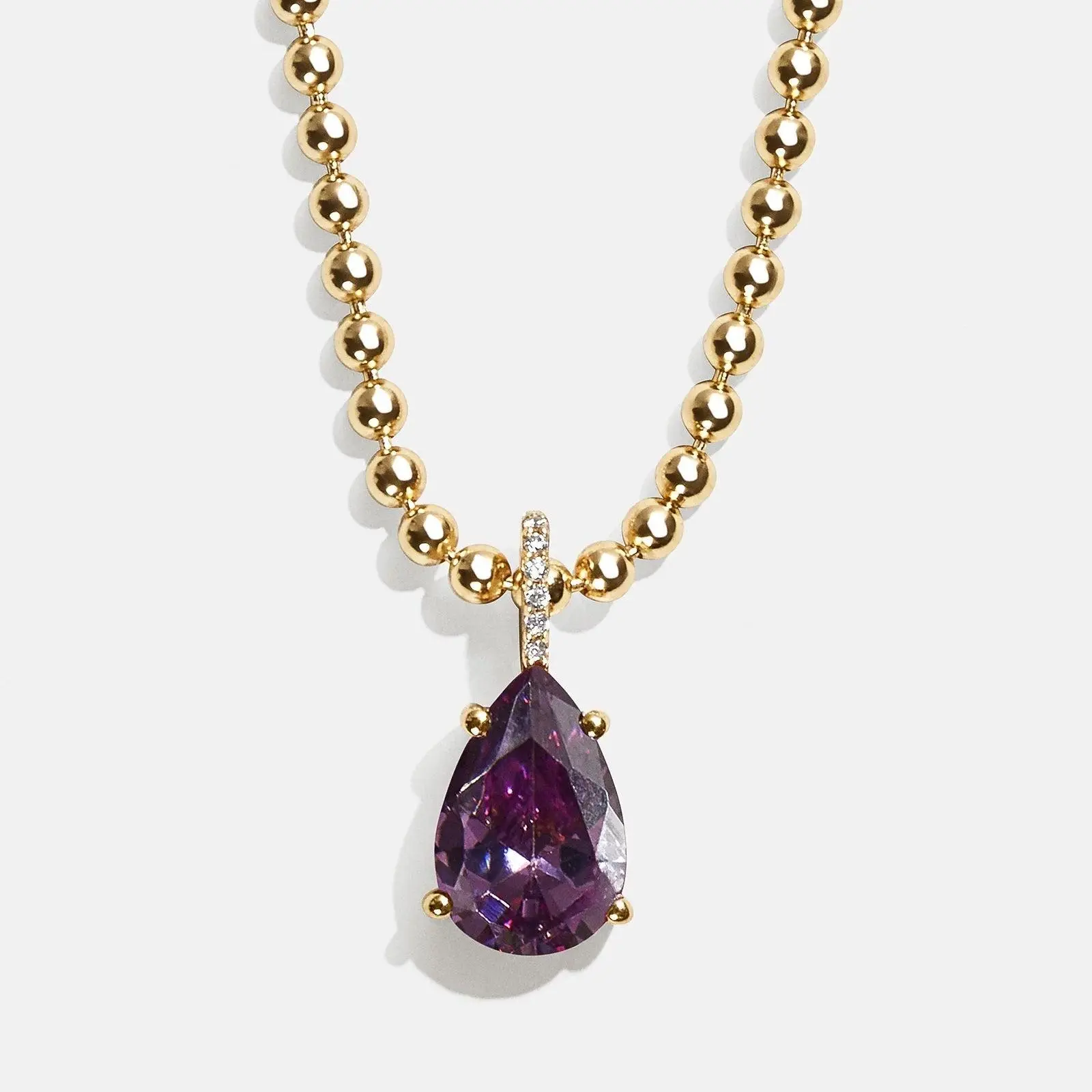 Esther 18K Gold Plated Sterling Silver Birthstone Necklace - Amethyst