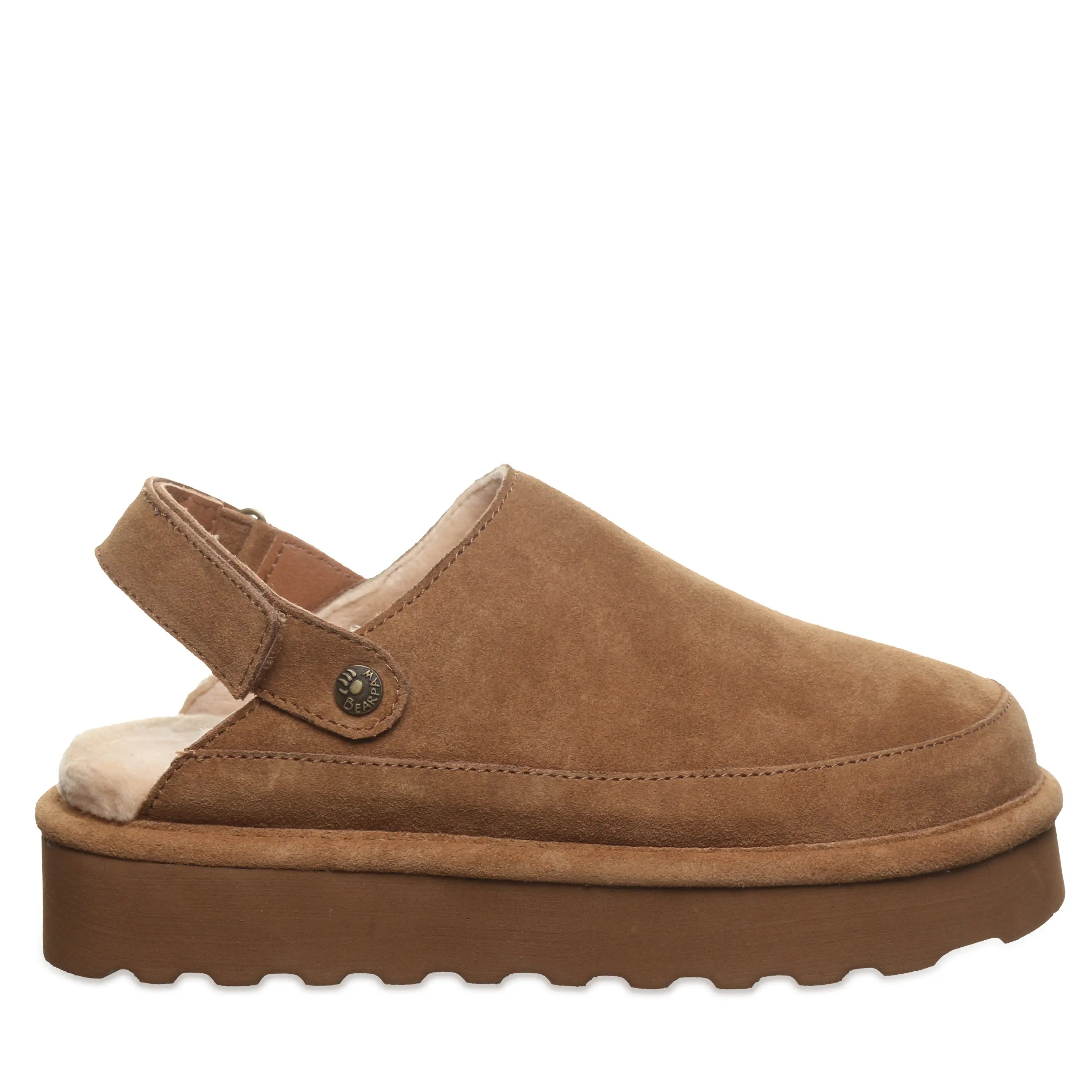 BEARPAW Brooke Women’s Suede Platform Clogs - Hickory