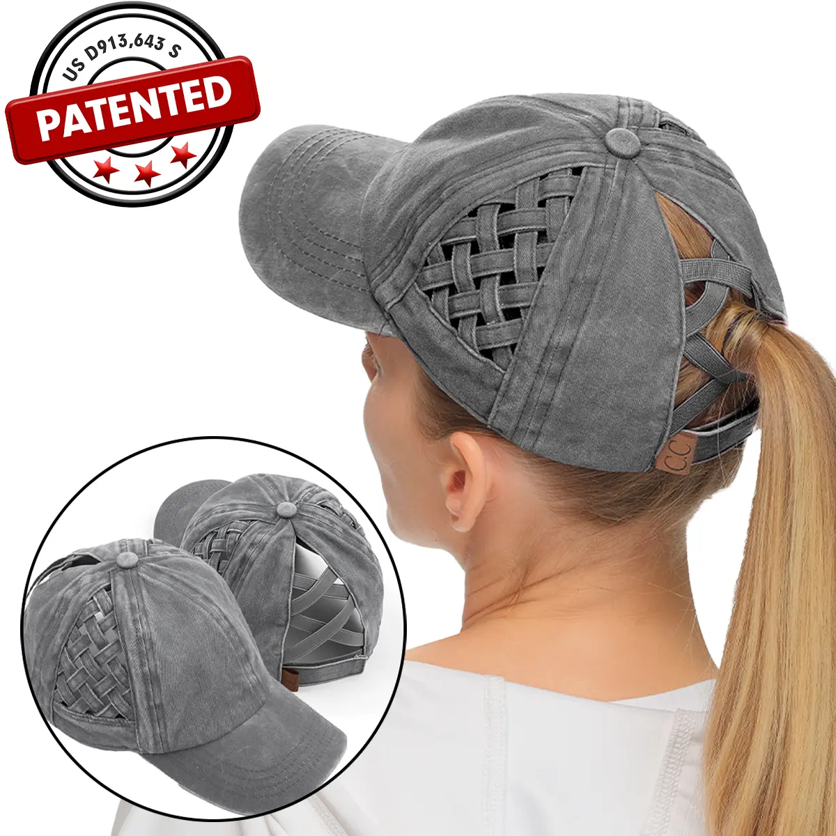 Criss-Cross Woven Basket Ponytail Cap for Women - Soft Cotton Material, Unique Design Dress Up Hat Snap Back Hat