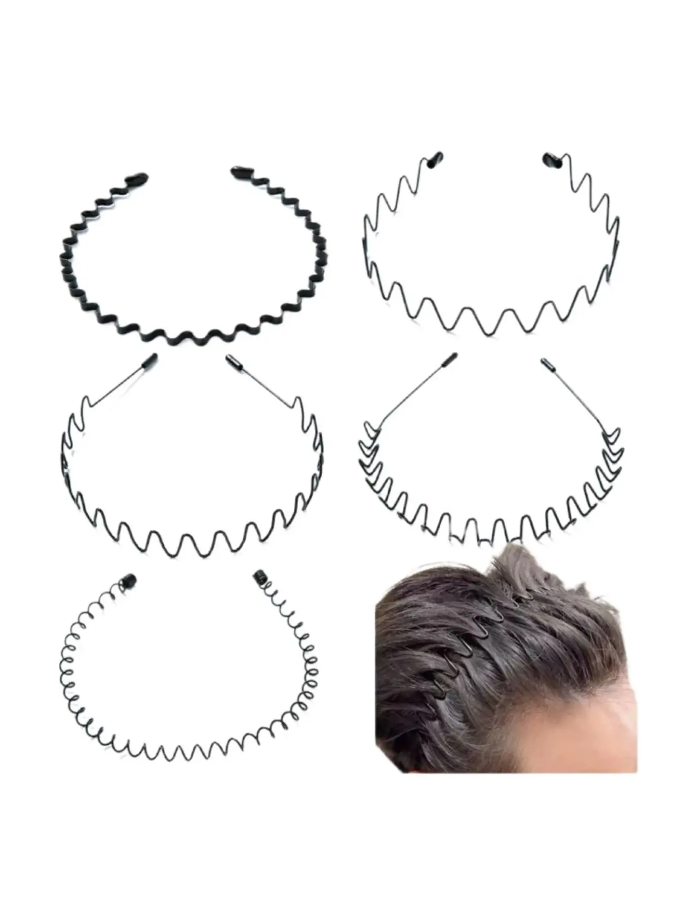 5-Pack Metal Hairbands, Simple Fashion Wave Hair Bands, Wave Design, Invisible Anti-Slip, Suitable for Daily Use, Outdoor, Fixed Hair Accessories, Non Slip Headbands