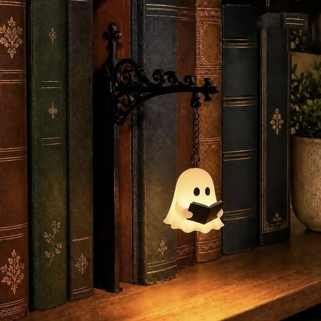 Bookshelf Decor Light - Warm LED Hanging Bookshelf Lantern for Reading Nooks, Library Shelves & Desk Decor, Halloween Gift for Book Lovers