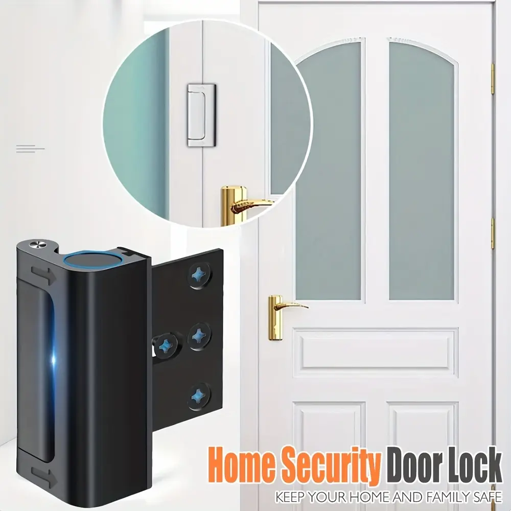 2pcs Security Door Reinforcement Locks, Door Reinforcement Lock with 3 Inch Stop Withstand 800 Lbs for Inward Swinging Door, Upgrade Night Lock to Defend Your Home Suitable for Occupational Work Industrial Use