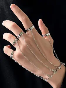 Hip Hop Punk Creative Chain Bracelet Ring, Unisex Simple Personality Versatile Bracelet Ring, Open Loop Design, Punk Style Jewelry, Fashion Jewelry