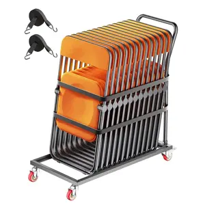 【fathersdaygift】L-Shape Vertical Mobile Folding Trolley, 300 LBS Capacity Folding Chair Rack Cart for 25 Chairs