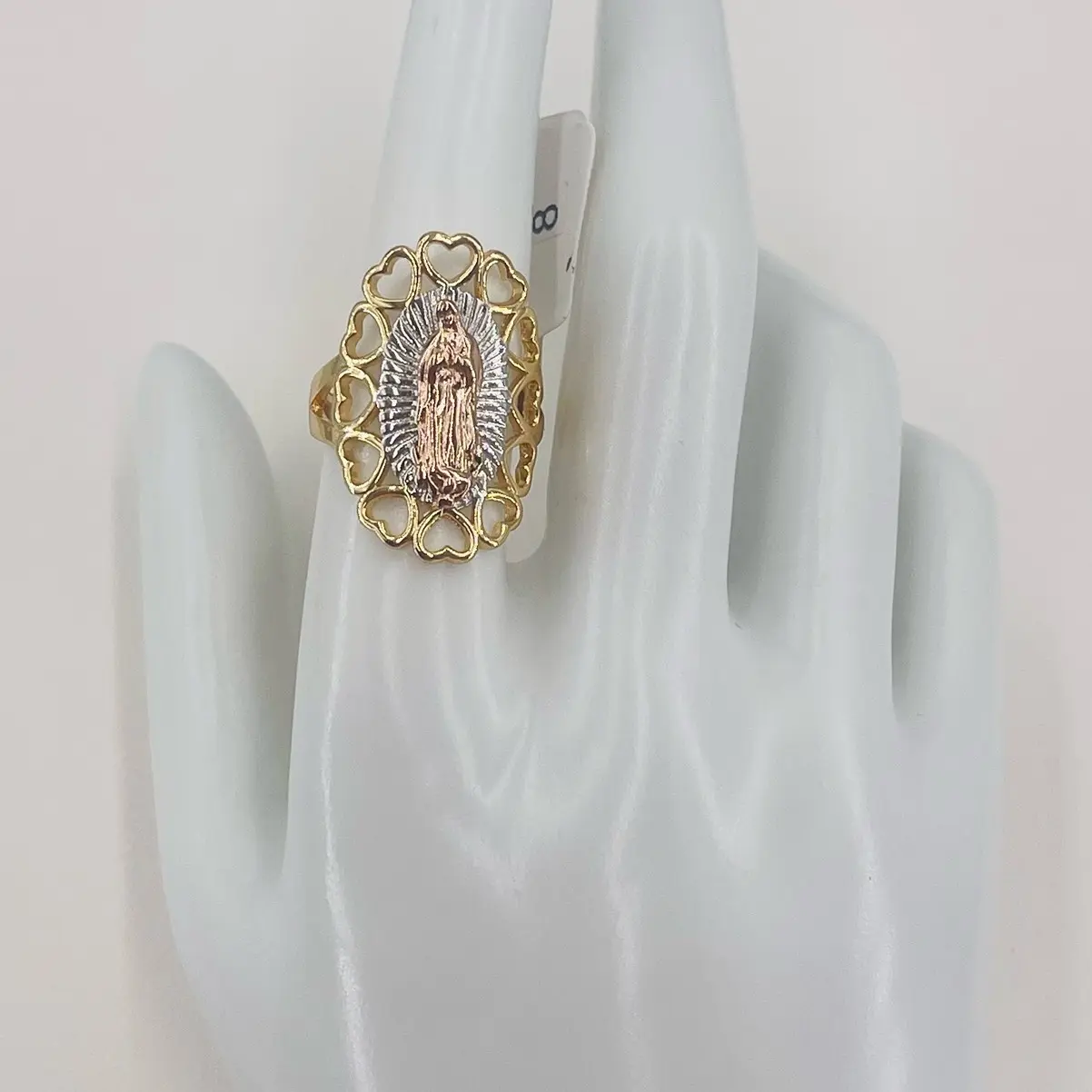 14k Gold-Plated Virgin of Guadalupe Casual Ring, Religious Costume Jewelry Accessory, Ideal for Birthday or Christmas Gifts