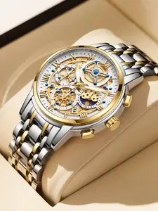 Lige Men's Business Watch with Multiple Dials, Waterproof, and Night Glow chronograph analog  watch luxury  watches Men's Stainless trendy exquisite