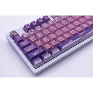 COSMIC KITTENS KEYCAPS - cute cat keycap set for gamer girls - pink and purple space keys for pc gaming and desk setups - home office accessories