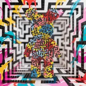 Creative Bear Building Blocks Set, 7250 Pieces, 43cm High Labyrinth Bear DIY Toy for Boys & Girls, Home Decor Gift Idea, Bricks