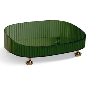 Clear  Perfume Tray, Round Makeup Bathroom Trays for Counter, Decorative Vanity Trays for Bathroom Countertop for Dresser Tops - Green