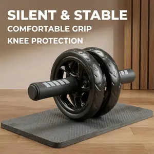 Dual Wheel Ab Roller with Knee Pad – Home Fitness Equipment Abdominal Core Trainer for Home Workout