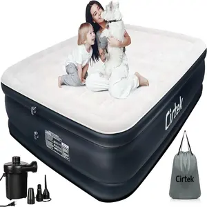 Inflatable Mattress, inflatables Bed, Camping, Travel, Tent Portable Size Lightweight Matress, Easy to Sleeping, Configuration Blow Pump (13 Queen)