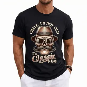 Summer t Shirts Men's "I'm Not Old, I'm Classic Foo" Graphic Tee - Funny Cholo Chicano Lowrider Design Fabric Menswear
