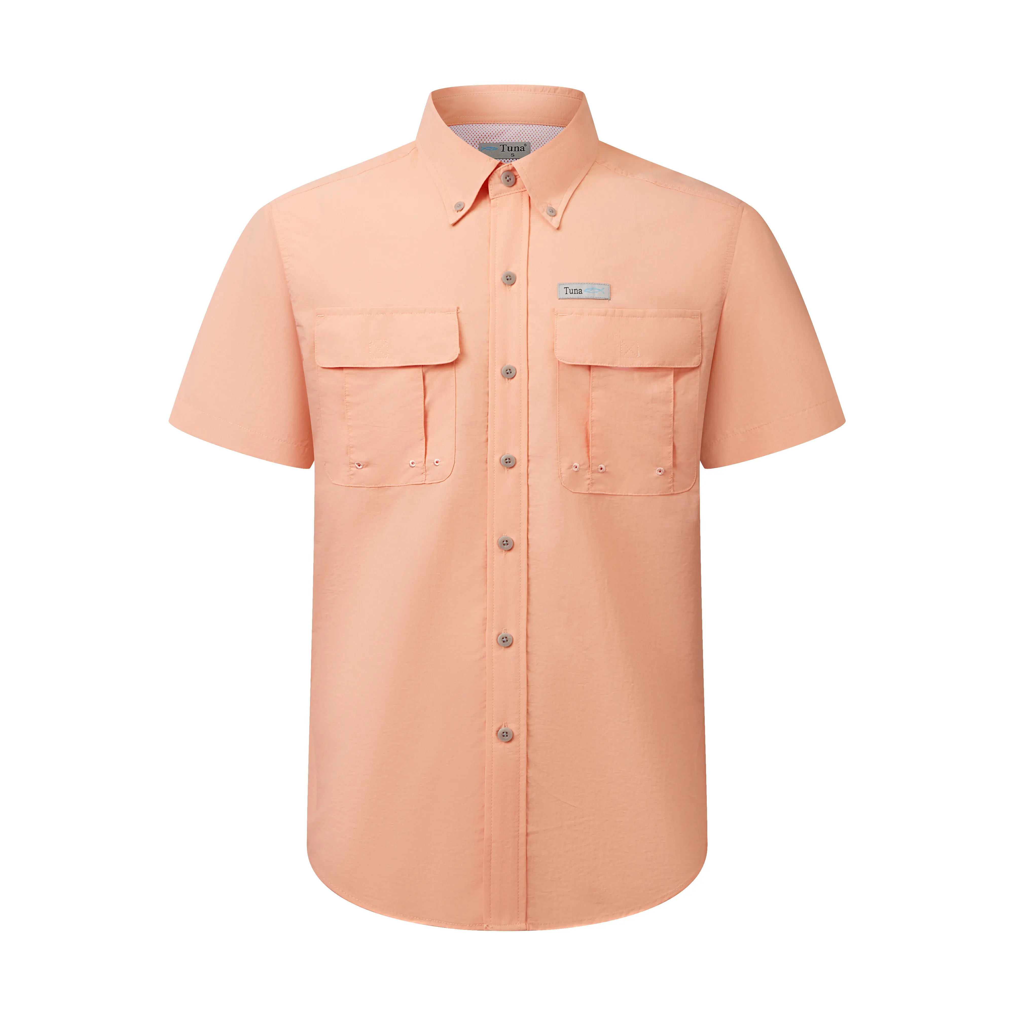 Men’s Short Sleeve Fishing Shirt Tuna Print Father’s Day UPF 50+ Sun Protection Quick Dry Breathable Lightweight for Outdoor Hiking Camping