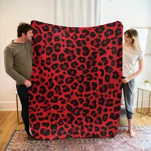 Super Soft Red Leopard Flannel Blanket - Cozy, Lightweight and Warm, Suitable for Sofa, Bed, Office and Travel - All-Season Comfort, Extra Large Size 60x80 Inches, Leopard Print, Plush