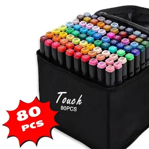 Professional 80-Color Dual Tip Alcohol Art Markers - Permanent Sketch Pens with Carrying Case for Artists, Design ,Computers & Office Equipment > Office Stationery & Supplies > Art Supplies > Drawing & Painting Supplies
