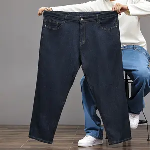Big Men's Dark Blue Stretch Jeans Loose Fit Plus Size Non-Binding Denim Trousers Comfortable & Stylish