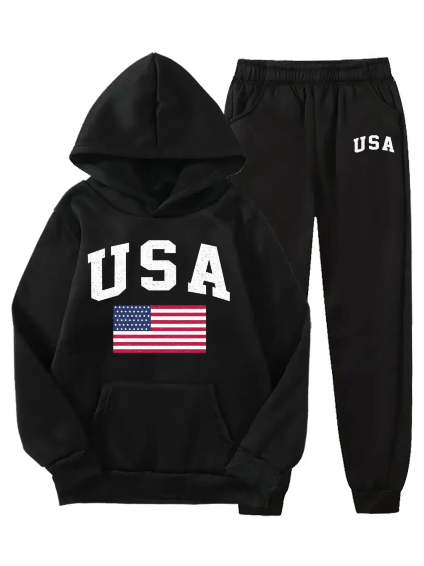 Boy's Letter Print Hoodie & Sweatpants Two-piece Set, Casual Sporty Long Sleeve Hooded Sweatshirt & Jogger Pants for Daily Wear, Kids Fall & Winter Cl