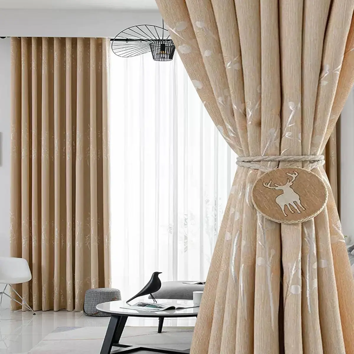 Solid Color Blackout Curtain, 1 Count Modern Simple Thick Woven Curtain, Stylish Drapes for Home Living Room Bedroom Balcony Decor, Home Decoration Curtain, Blackout Window Cover, Curtains Black Out