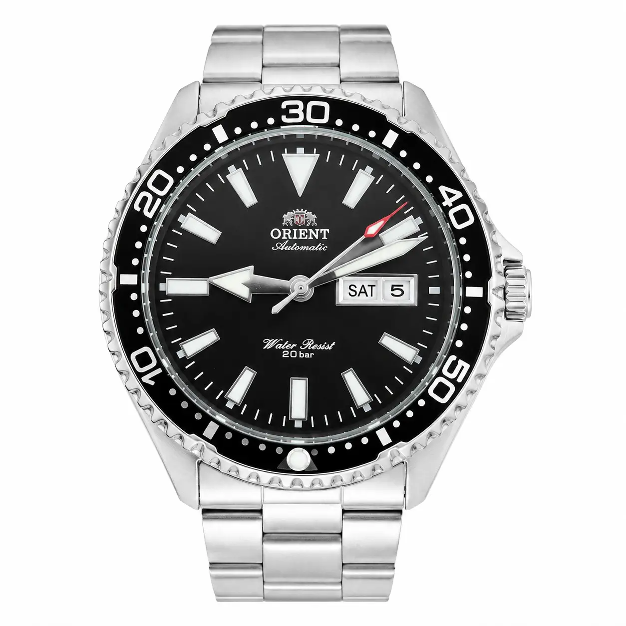 Men's Automatic Mechanical Casual Diving Watch - 20ATM Waterproof Analog Fully Automatic Watch, Stainless Steel Bracelet, Day-Date Display, Luminescent Dial, 1-2 Target Group Daily Wear Gift