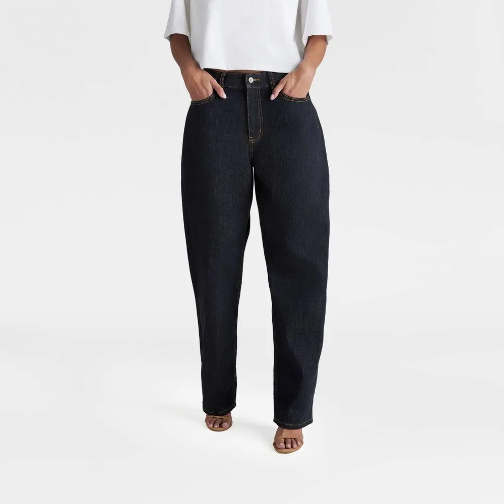 KBB by KAHLANA Women's Mid-Rise Wide Leg 'The Kahlana Jean' - Dark Indigo 0