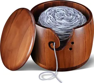 Yarn Bowl for Crocheting - 7x5in Large  Knitting Bowl with Lid