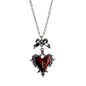Vintage Inspired Gothic Choker Necklace with Heart and Crosses Designs