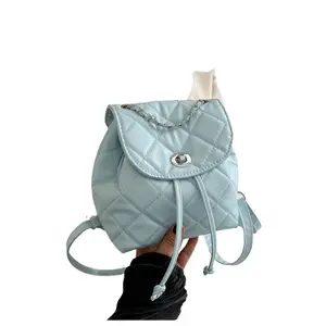 "Fashion-Forward Korean Diamond Chain Mini Backpack - Perfectly Designed for 2025 Spring/Summer Casual Looks, Wear as Shoulder or Crossbody!"