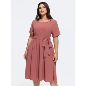 BLOOMCHIC Plus Size Knotted Shoulder Detail Waist-Tie Midi Dress [M-6X]2026 Summer Vibes Swimweek