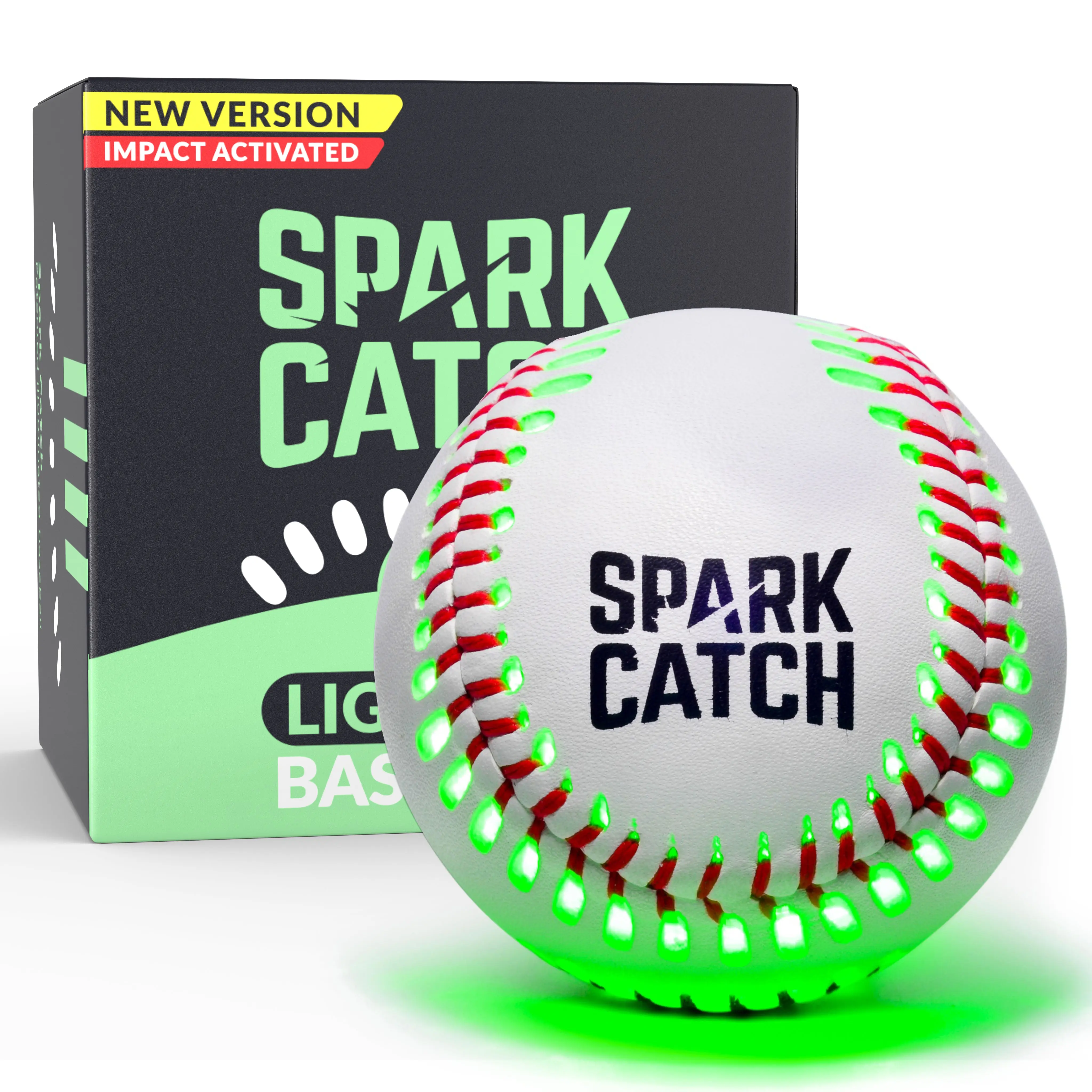 Spark Catch Baseball (Impact-Activated) - Neon Green Light Up Baseball
