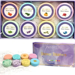8-Pack Shower Steamers Bath Bombs with Essential Oils Lavender Tea Tree Jasmine Perfect Daily Self Care Relaxation Health Gift for Valentine's Day Mother's Day Birthday