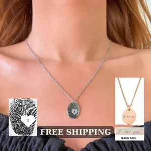 Fingerprint Necklace, Initial necklace, Memorial Necklace, Fingerprint Jewelry, Gift for Her, Handmade Jewelry, Best Valentines Day Gift